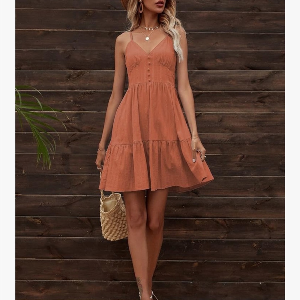 Light Blue Spaghetti-Strap Tiered Spring/Summer Dress. - Picture 3 of 5